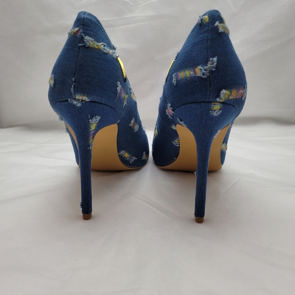 Penny Loves Kenny Mixed Blue Denim Pump - Picture 4 of 8